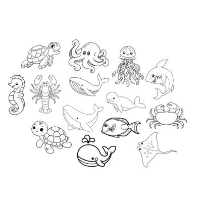 Meerestiere Sea Creatures Bundle PNG SVG Datei - Download Plotterdatei - svg png Datei - Schildkröte Fisch Fish Cancer 