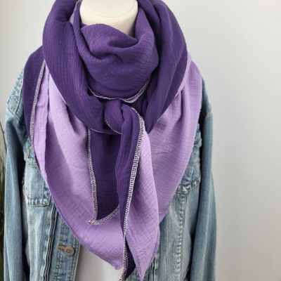 2 Musselintücher in Flieder & Lila,  Sommerkollektion, Mix deine Tücher, Dreieckstuch, Musselinschal,