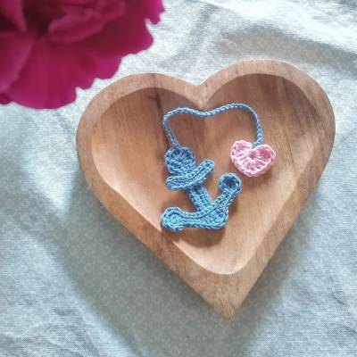 Weiches Nabelschnurbändchen, gehäkeltes Nabelschnurband mit Anker und Herz 