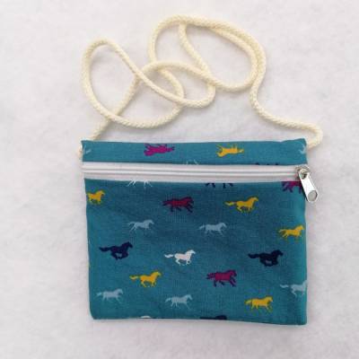 Brustbeutel, Brusttasche Pferde für Kinder zum Umhängen  100% Baumwolle