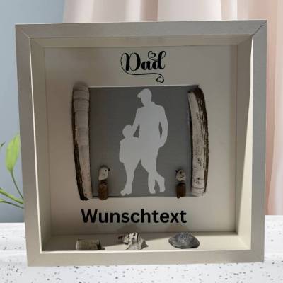 Personalisiertes Geschenk Vater Sohn – Handmade maritimer Bilderrahmen mit Küsten-Deko