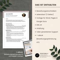 Lebenslauf Vorlage ATS optimiert + ChatGPT eBook | Bewerbungsschreiben Word, Pages, Google Docs Deutsch No.6 Rose Bild 6