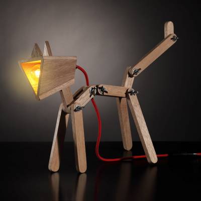 MetalLignum SunCat Tischleuchte – Katzenlampe aus Holz, beweglich & stilvoll