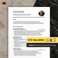 Lebenslauf Vorlage ATS optimiert + ChatGPT eBook | Bewerbungsschreiben Word, Pages, Google Docs Deutsch No.7 Schwarz Bild 1