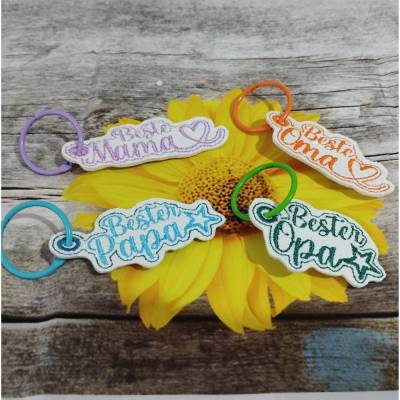 Stickdatei Schlüsselanhänger ITH Set Mama Papa Oma Opa – Design by Jasmina