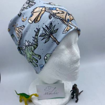 Beanie, KU 50 - 53 cm, Mütze, einlagig, hellblau, Robo Dinos