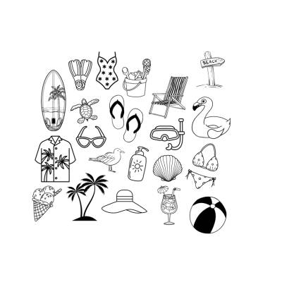 Urlaub Strand Holiday Beach Bundle PNG SVG Datei - Download Plotterdatei - svg png Datei - Eiscrem Palmen Schildkröte 