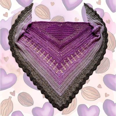 Häkelanleitung Dreieckstuch „Harte Schale, weicher Kern“ – romantisches Tuch mit Herzmotiv