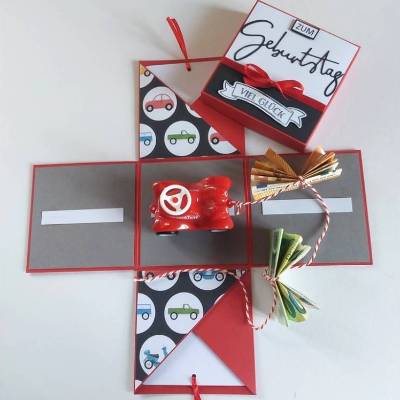 Explosionsbox/Geldgeschenk zum Geburtstag/zum Führerschein/zum Auto