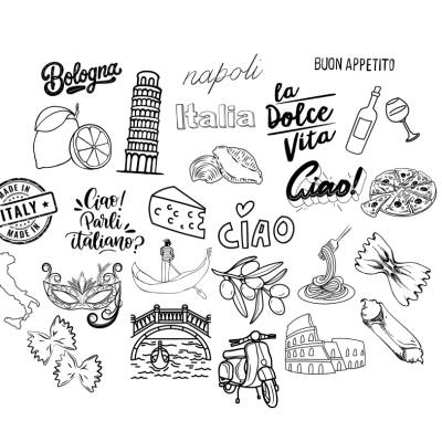 Italy Italien Bundle PNG SVG Datei - Download Plotterdatei - svg png Datei - Europe Rom Nudeln Pasta Wein Wine Pizza