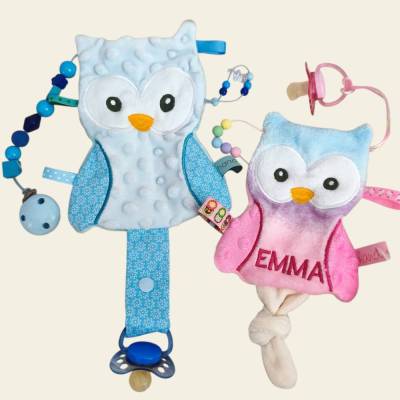 Stickdatei Eule Schnullertuch & Knistertuch – In the Hoop Set für Stickmaschine | Design by Jasmina