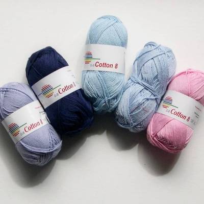 Baumwollgarn G-B Cotton Carina 8 – 100% Baumwolle, vielseitiges Häkelgarn für Amigurumi, Topflappen & Spüllappen