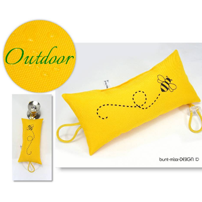 Türstopper gelb sonnengelb Biene Bienenflug, Outdoorstoff, Einweihungsparty Haus Wohnung, bee happy, BuntMixxDESIGN