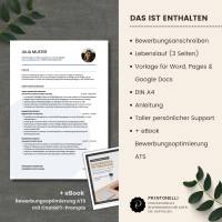 Lebenslauf Vorlage ATS optimiert + ChatGPT eBook | Bewerbungsschreiben Word, Pages, Google Docs Deutsch No.7 Blau Bild 6