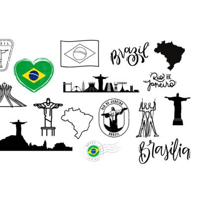 Brazil Brasilien Bundle PNG SVG Datei - Download Plotterdatei - svg png - Cristo Redentor Christ the Redeemer Cathedral 