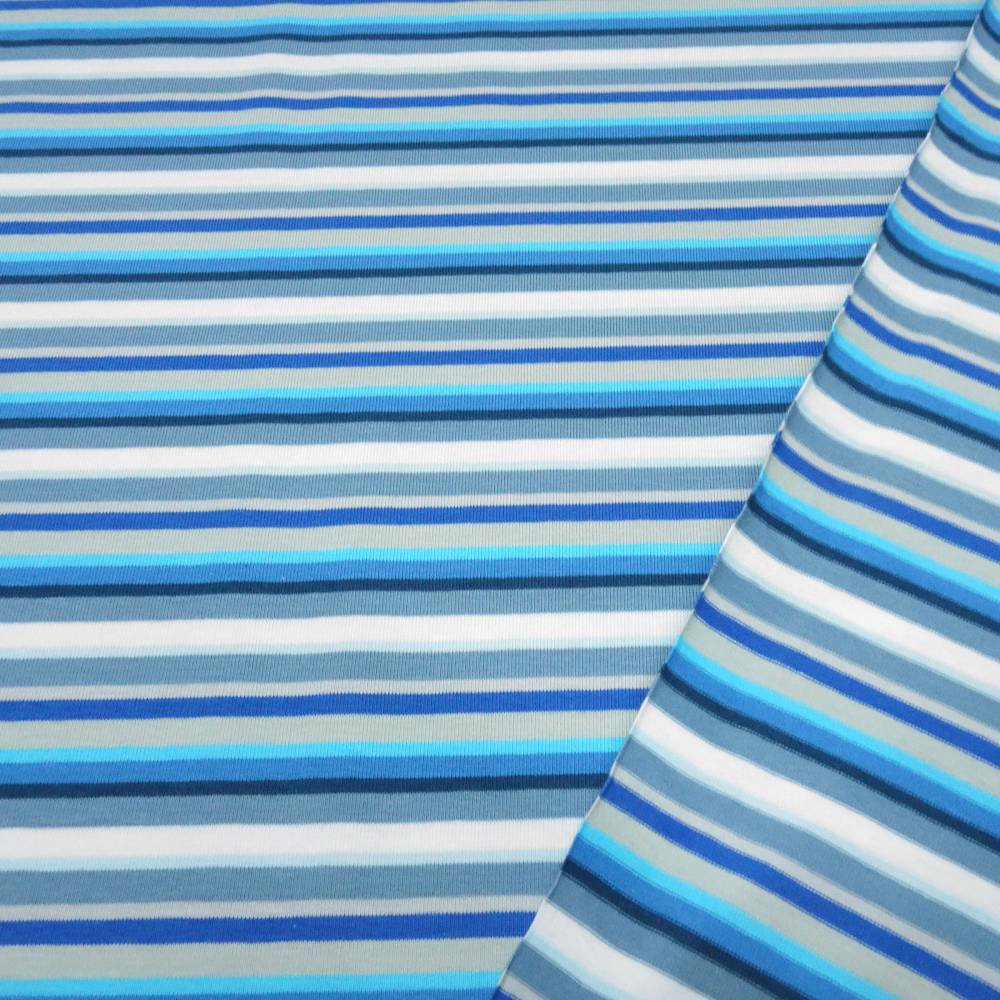 Meterware Baumwollstoff Bunte Streifen Viskosejersey Stoff (mit