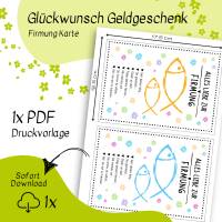 Druckvorlage Geldgeschenk - zur Firmung - Glückwunschkarte - Karte Firmung - Gratulation - Fischmotiv Bild 3