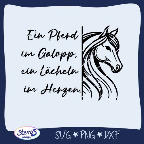 Pferd Spruch Plotterdatei • Laserdatei SVG DXF PNG • Reiter Motiv • Pferdekopf & Zitat • Wandbild Reitsport