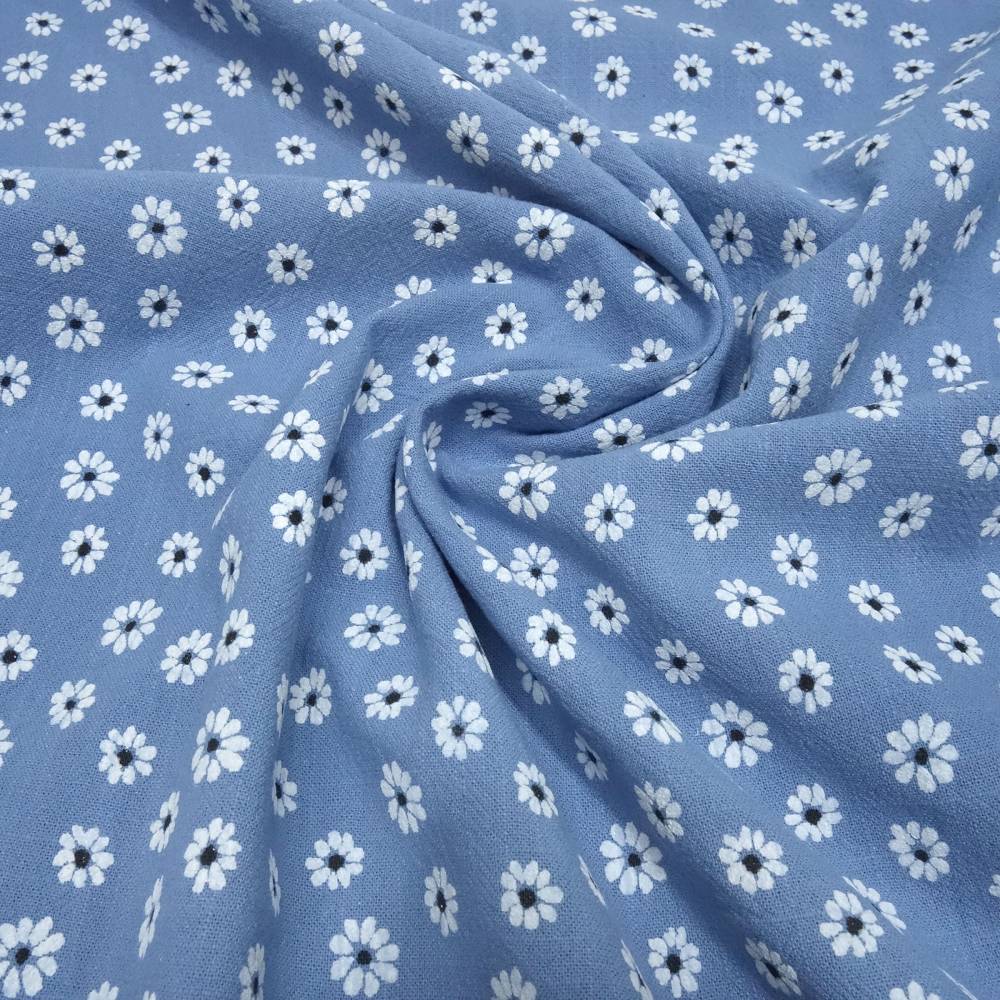 Stoff Vintage Baumwolle mit Blumen Blüten Streublumen Design jeans