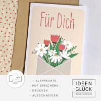 PDF Vorlage | Klappkarte | Postkarte | Für Dich | Muttertag | Karte | Druckvorlage A4 | Datei Bild 1