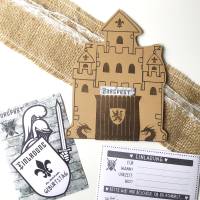 Druckvorlage Kindergeburtstag Einladung, Ritterburg, drucken, Ritter, Geburtstagseinladung, Bastelvorlage, Burgpost Bild 1