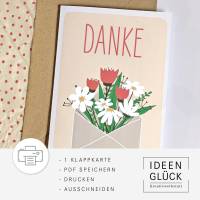 PDF Vorlage | Klappkarte | Postkarte | Danke | Muttertag | Karte | Druckvorlage A4 | Datei Bild 1