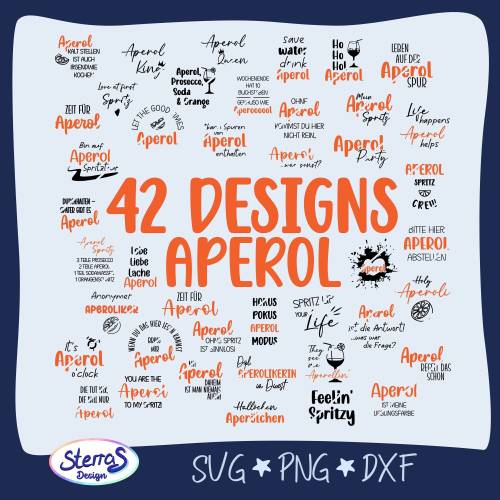 Aperol Sprüche Plotterdatei Bundle - Untersetzer 42 Designs SVG DXF PNG PDF - Set 1-3 - inkl. Gewerbelizenz