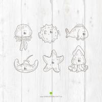 Doodle Meerestiere - Plotterdatei || SVG Bild 2