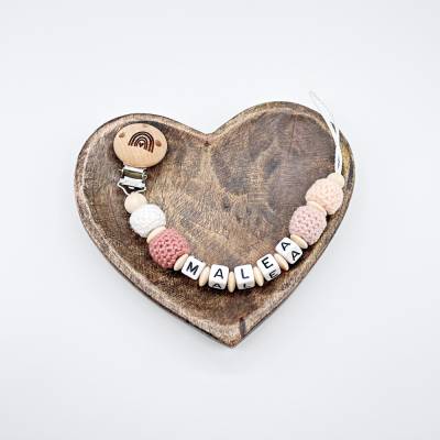 Schnullerkette mit Namen | altrosa| personalisierbar für Mädchen | individuell | handgemacht | Babygeschenk