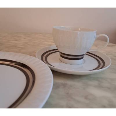 THOMAS *** Lanzette platin / braun *** 3 - teil. Kaffeegedeck ***