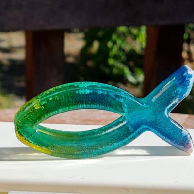 Einzigartige Ichthys aus Epoxidharz – Christliche Dekoration im Petri Dish Effekt