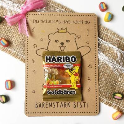 Druckvorlage Karte Du schaffst das - bärenstark - Einschulung - Motivation - Stärkung - ausdrucken - Prüfung