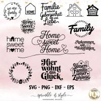 Plotterdatei Zuhause, Home svg, Haus Herz Liebe svg, Zuhause Schriftzug Sprüche, Cricut Silhouette, Plotterdatei Familie Bild 1