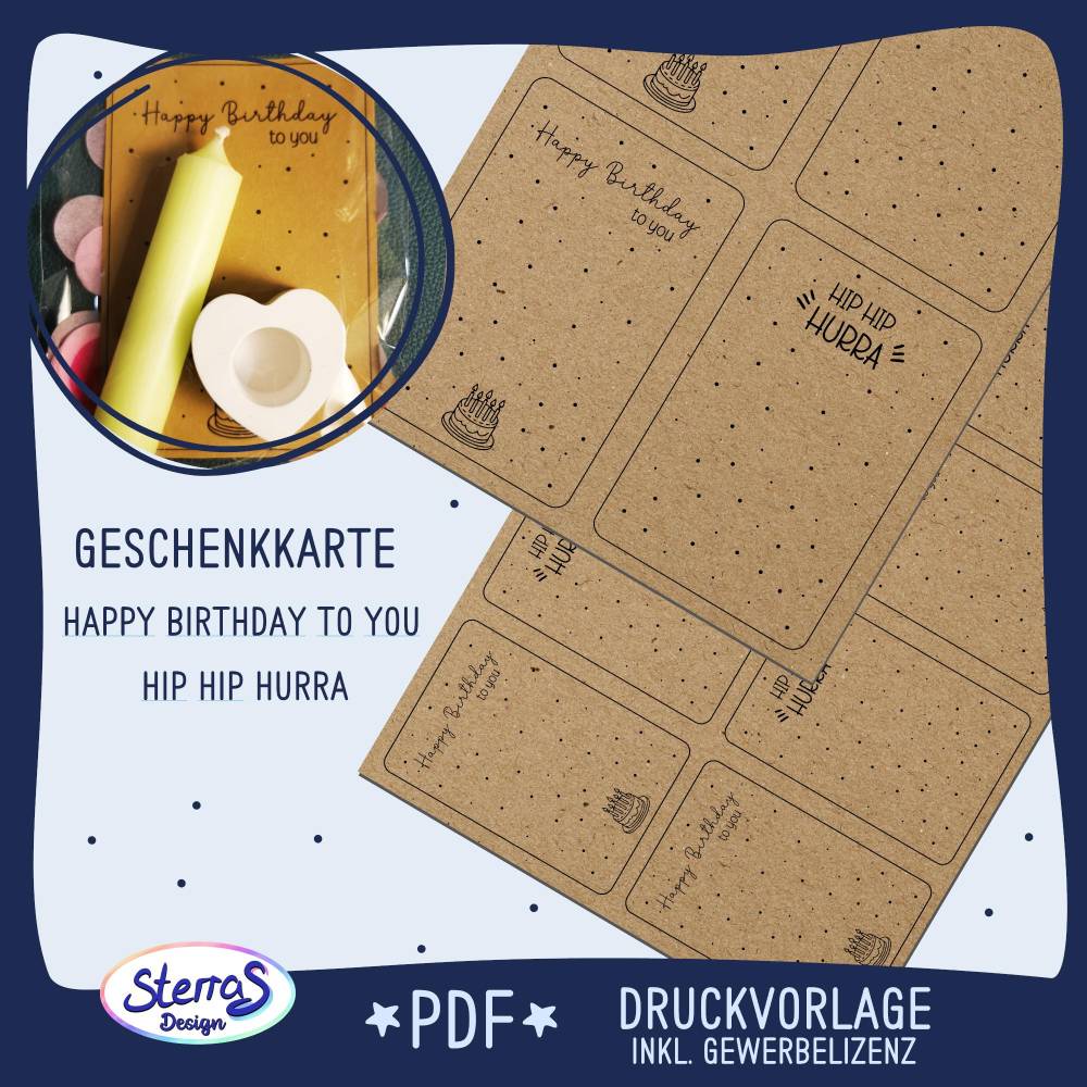 Druckvorlage Geschenkkarte zum Geburtstag 