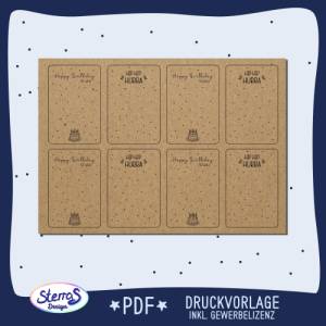 Druckvorlage Geschenkkarte zum Geburtstag 