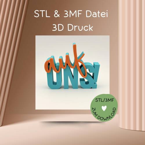 Digitale Datei, 3D-Druckdatei, STL bzw. 3MF, Schriftzug 
