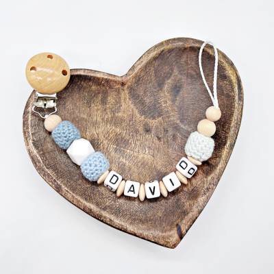 Schnullerkette mit Namen | unisex  personalisierbar für Junge | individuell | handgemacht | Babygeschenk | blau