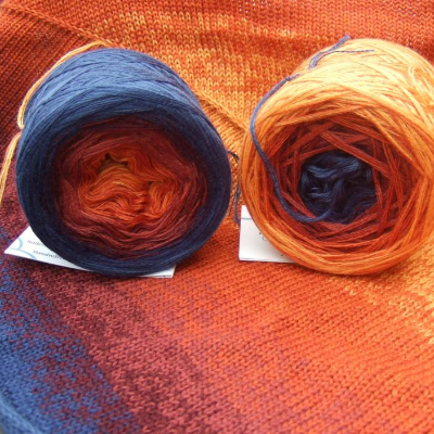 100% Schurwolle Merino extrafein Bobbel gefachter Farbverlauf Wolke 7 Küstensonne 4-fädig