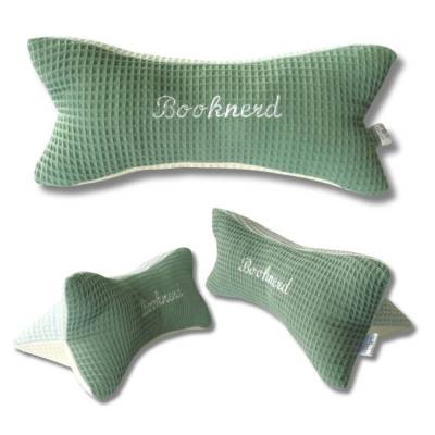Leseknochen personalisierbares Kissen gemütliches Nackenkissen für Buchliebhaber genähte Lesehilfe Geschenk