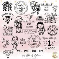 Plotterdatei Schulkind, Plotterdatei Einschulung, svg, Einschulung dxf Schulstart, Schulanfang Sprüche - Cricut, Clipart Bild 1