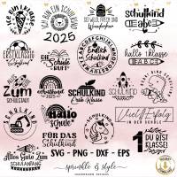 Plotterdatei Schulkind, Plotterdatei Einschulung, svg, Einschulung dxf Schulstart, Schulanfang Sprüche - Cricut, Clipart Bild 1