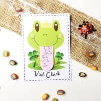 Druckvorlage Viel Glück - Karte - Frosch - Glücksbringer - selber ausdrucken - Geburtstag - Glückwunsch - Froschkönig Bild 3