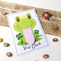 Druckvorlage Viel Glück - Karte - Frosch - Glücksbringer - selber ausdrucken - Geburtstag - Glückwunsch - Froschkönig Bild 4