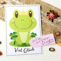 Druckvorlage Viel Glück - Karte - Frosch - Glücksbringer - selber ausdrucken - Geburtstag - Glückwunsch - Froschkönig Bild 5