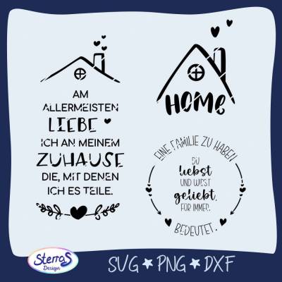 Plotterdatei Familie – 3 liebevolle Designs für Zuhause & Herzprojekte – SVG DXF PNG – digital für Plotter & Laser
