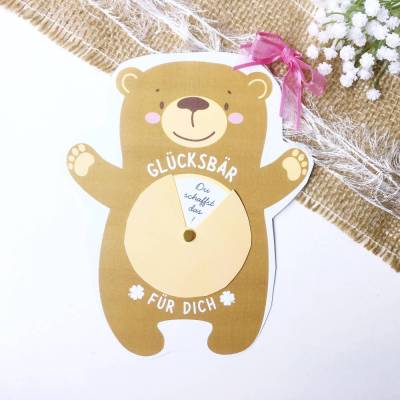 Druckvorlage Glückwunschkarte - du schaffst das - Glücksbringer - ausdrucken - Geburtstag - Glücksbär