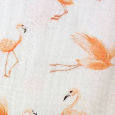 Musselin Flamingos, weiß Oeko-Tex Standard 100 (1m/12,- €)