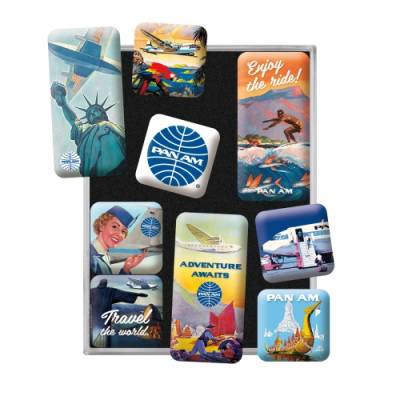 Pan Am Kühlschrankmagnet-Set – 9-teilig, Metall, brillante Farben, Deko