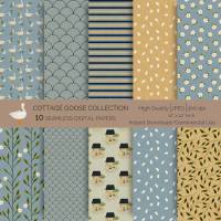 Cottage Goose Collection: 10 hand drawn Seamless Patterns for Scrapbooking and Sublimation, Paper Crafts Bild 1