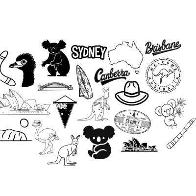Australia Bundle PNG SVG Datei - Download Plotterdatei - svg png Datei - Australien Koala Surfboard Sydney Opera House